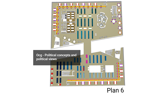 Part of the library map with the shelf Ocg - Political concepts and political views highlighted.